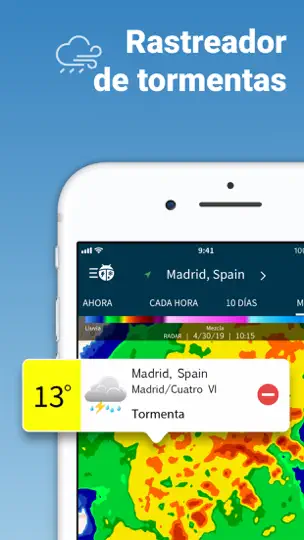 Captura de pantalla de WeatherBug Elite en iPhone 5