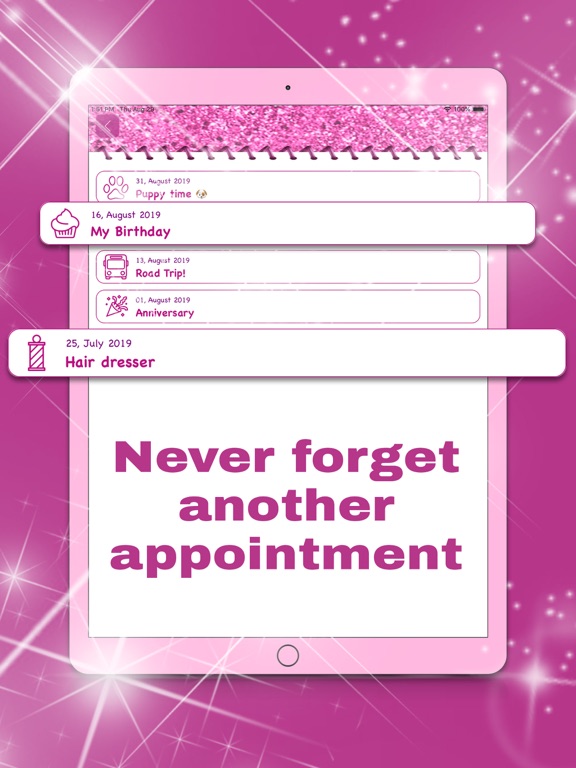 Diamond Glitter Diary iPad screenshot 4 - Productivity app