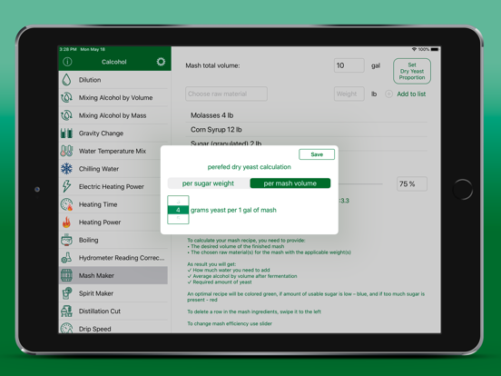 Calcohol iPad screenshot 6 - Utilities app