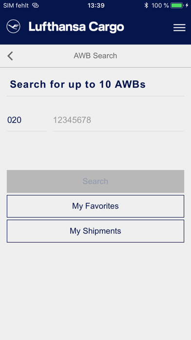 Lufthansa Cargo eServices Screenshot