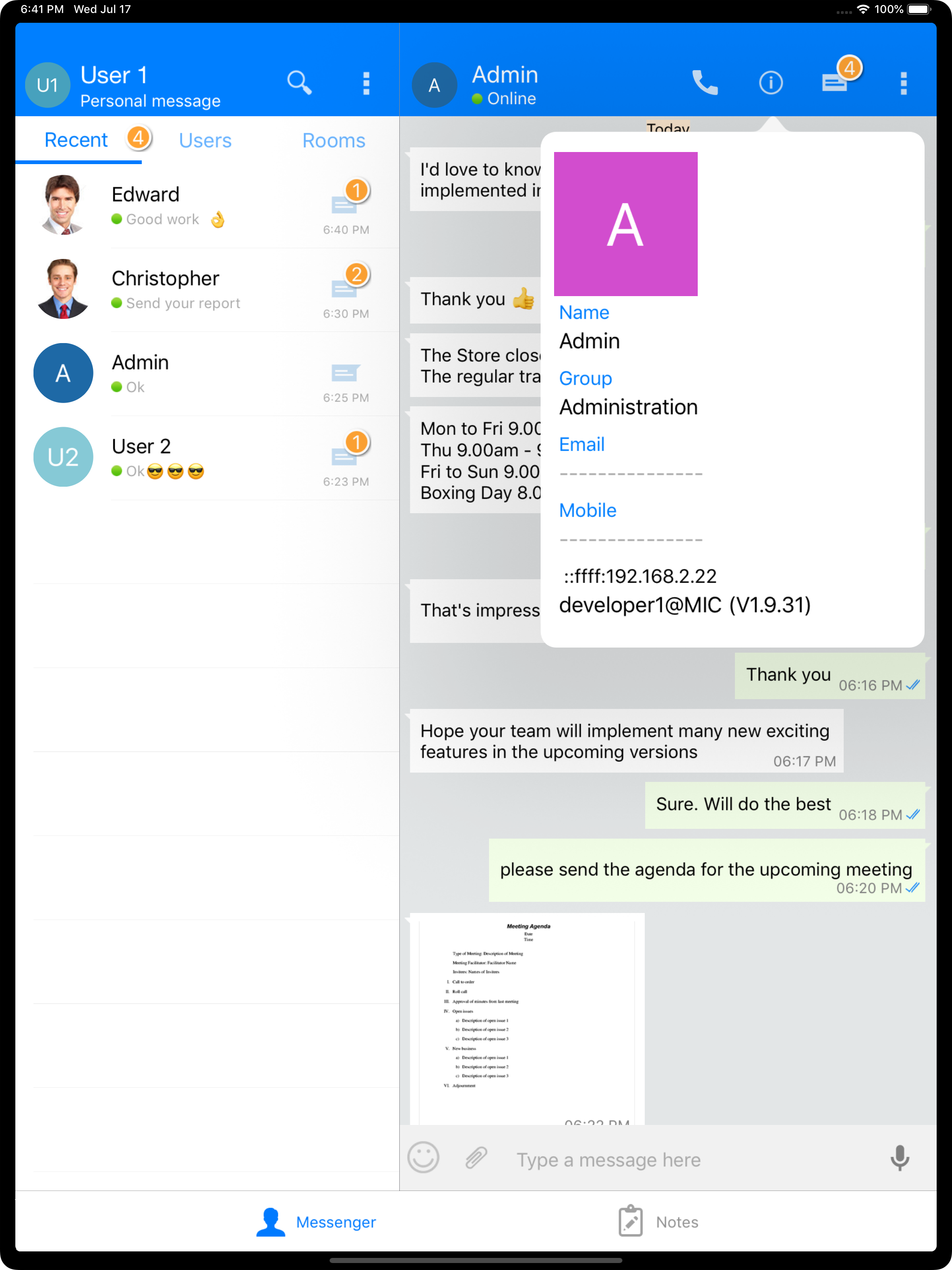 Output Messenger