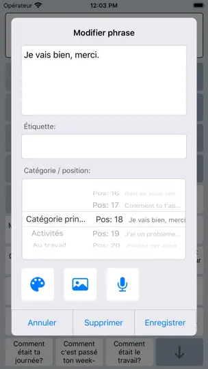 Capture d'écran de Assistance Parole Bouton sur iPhone 4