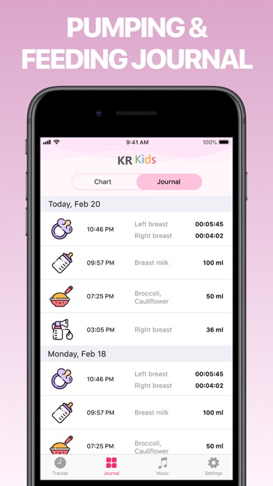 KR Kids: Baby feeding tracker Screenshot