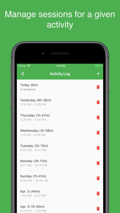 Activity Log - Time Tracker Screenshot