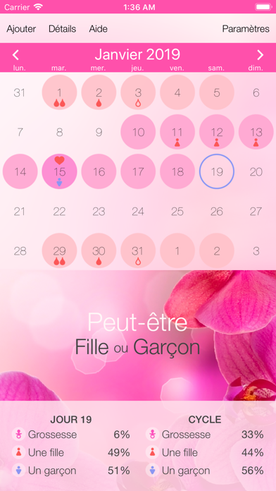 Screenshot #2 pour Calendrier du cycle menstruel