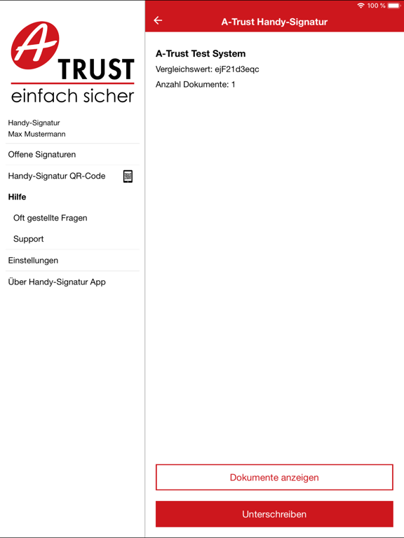 A-Trust Signatur iPad screenshot 5 - Business app