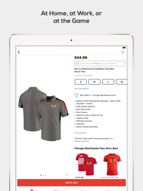Fanatics NHL Shop iPad screenshot 4 - Sports app