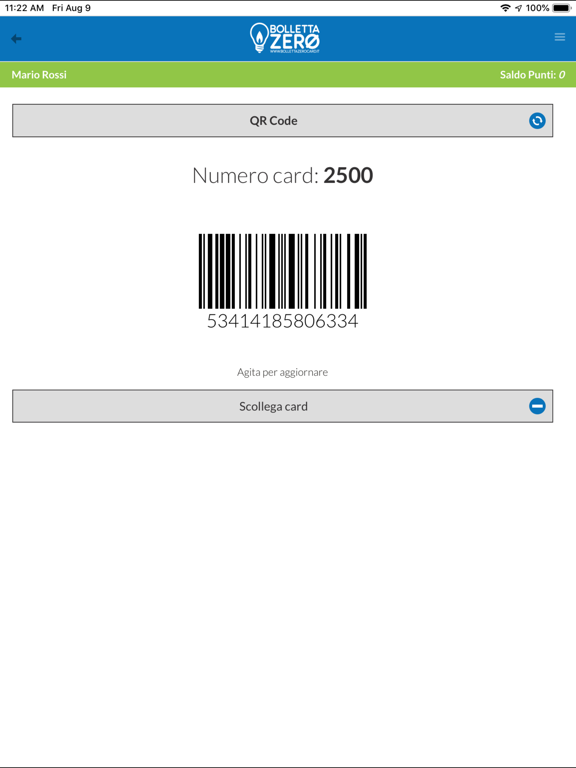 Bolletta Zero Card iPad screenshot