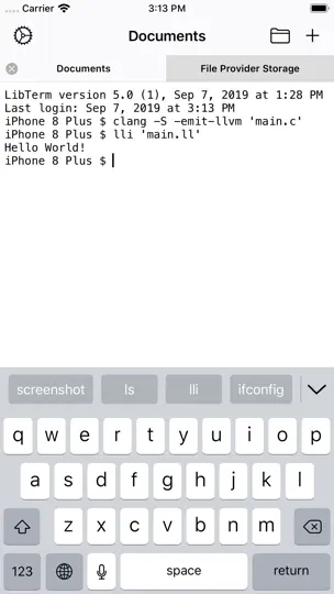 Captura de pantalla de LibTerm en iPhone 1