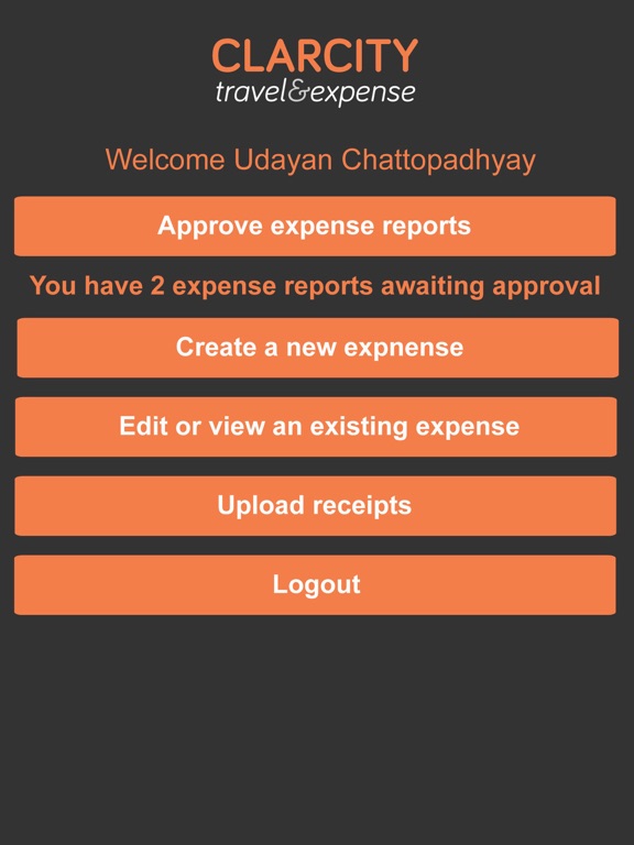 Clarcity Travel & Expense iPad screenshot