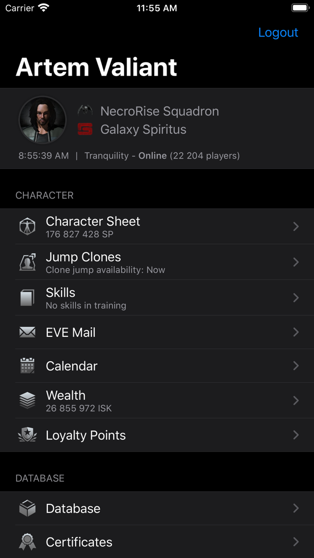 EVE Online app screenshot