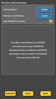 pension tax relief calculator iphone screenshot 1