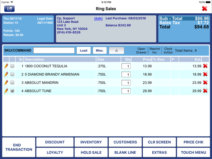 Lightning Online POS Tablet