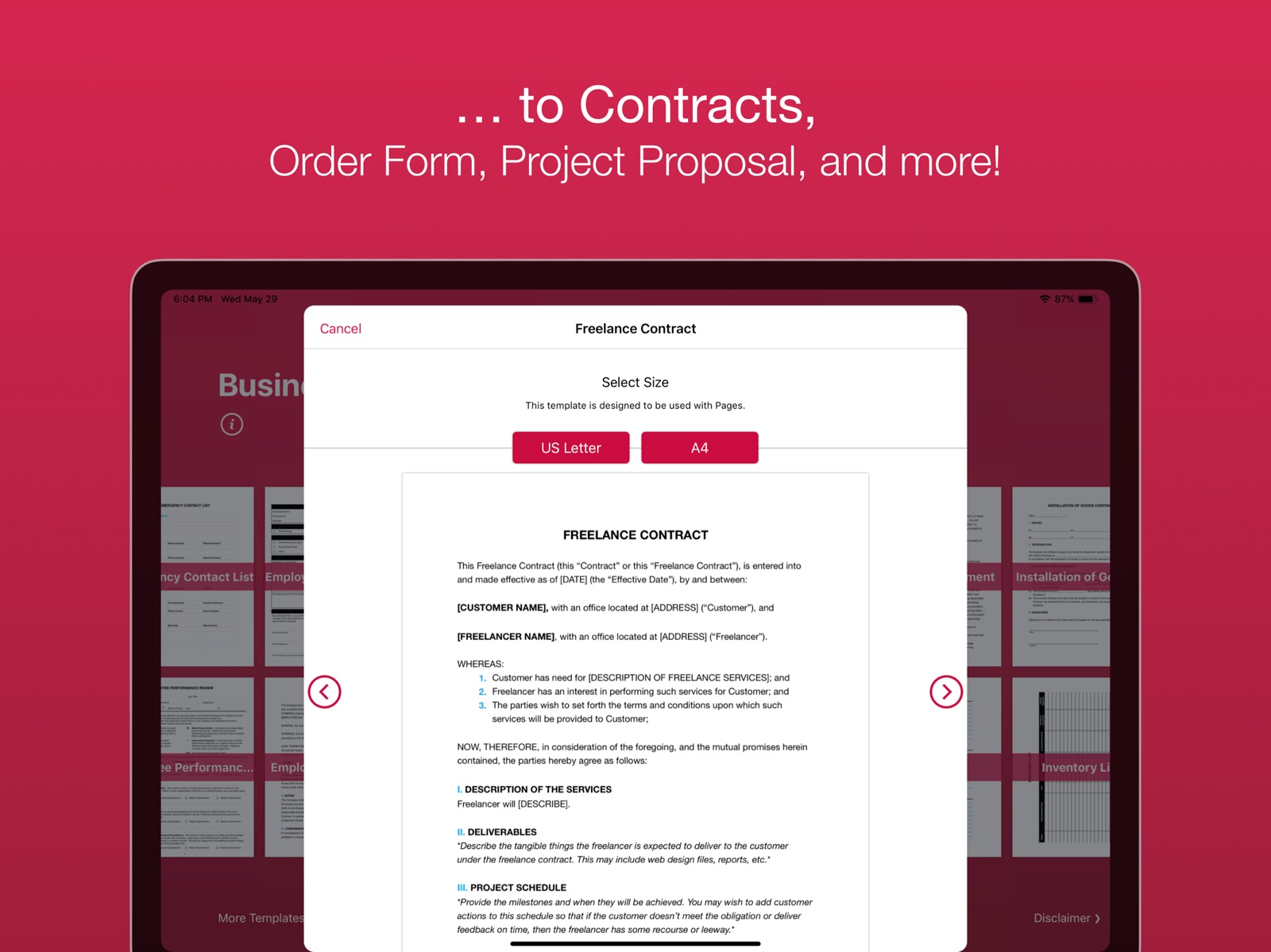 Business Templates for Pages ipad screenshot 3