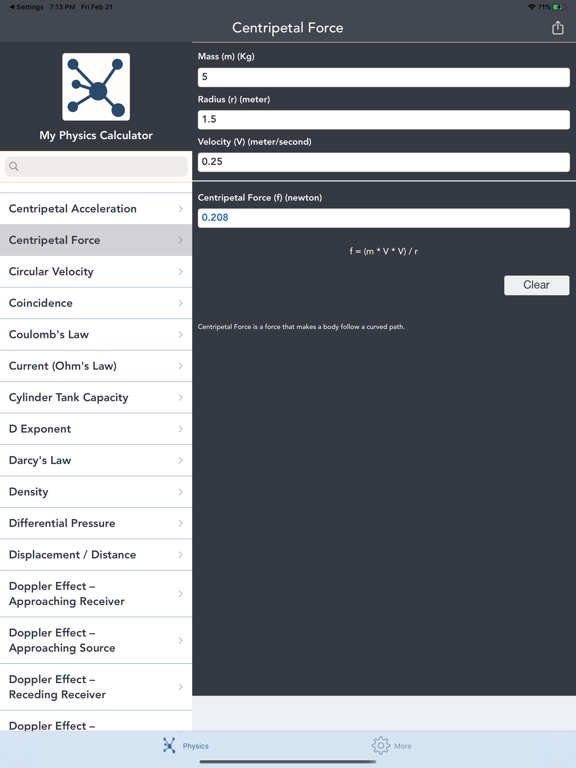 Physics Calculators Converters iPad screenshot 2 - Education app