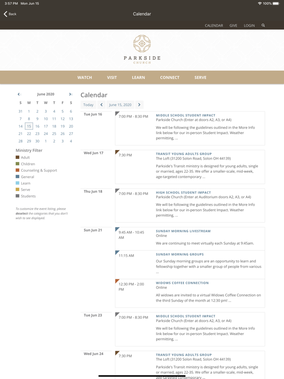 Parkside Church Ohio iPad screenshot 4 - Lifestyle app