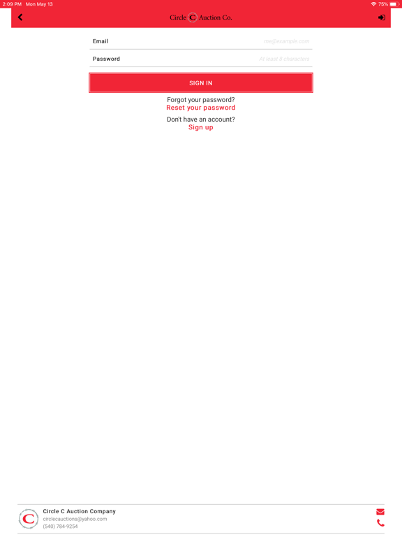 Circle C Auction iPad screenshot 2 - Business app