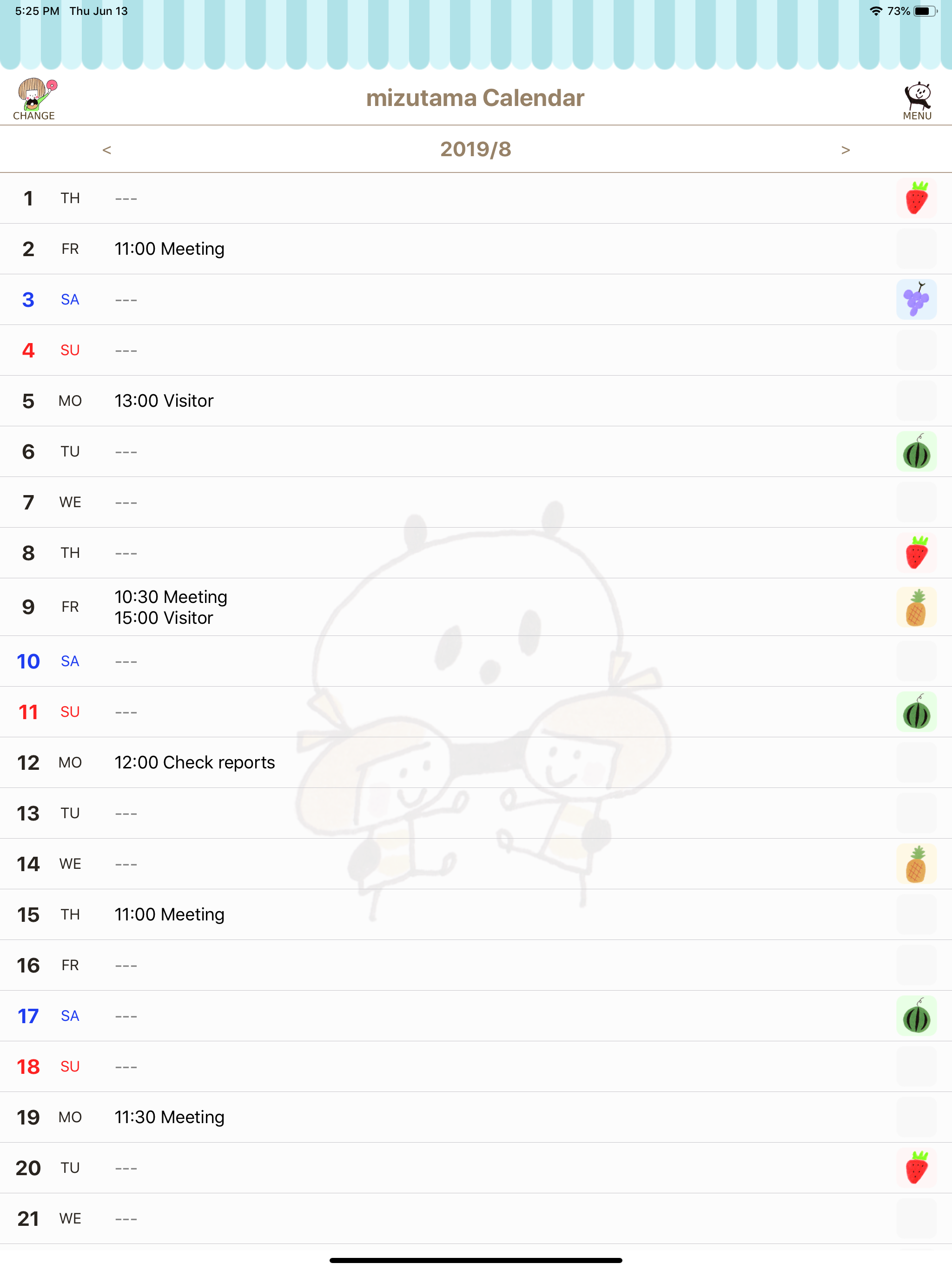 mizutama Calendar
