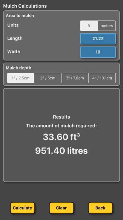 Mulch calculator for gardens