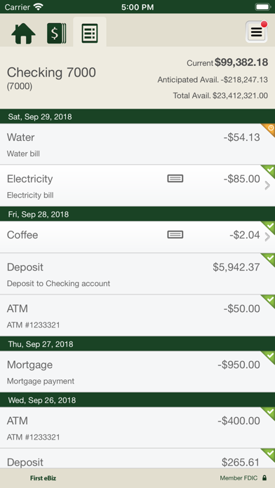 First eBiz: Mobile Banking Screenshot