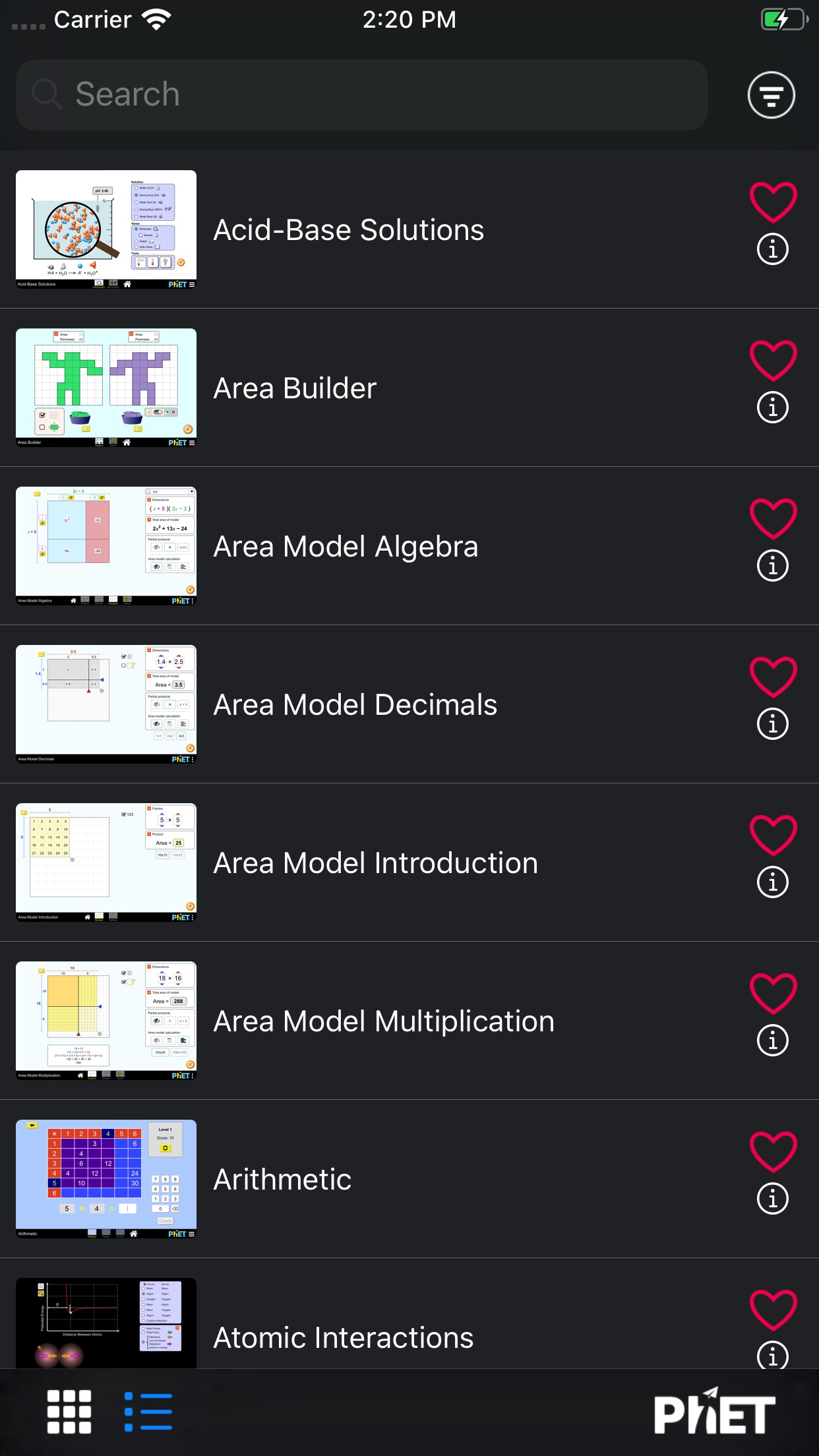 Screenshot 1 of PhET Simulations