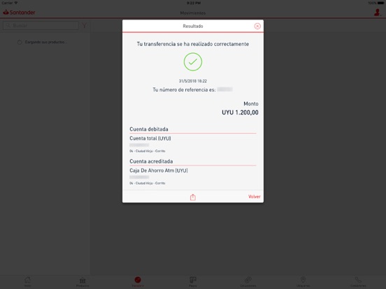 Santander Uruguay iPad screenshot 5 - Finance app