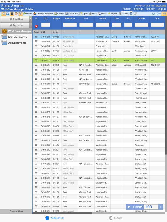 WebChartMD: Dictate and Review iPad screenshot