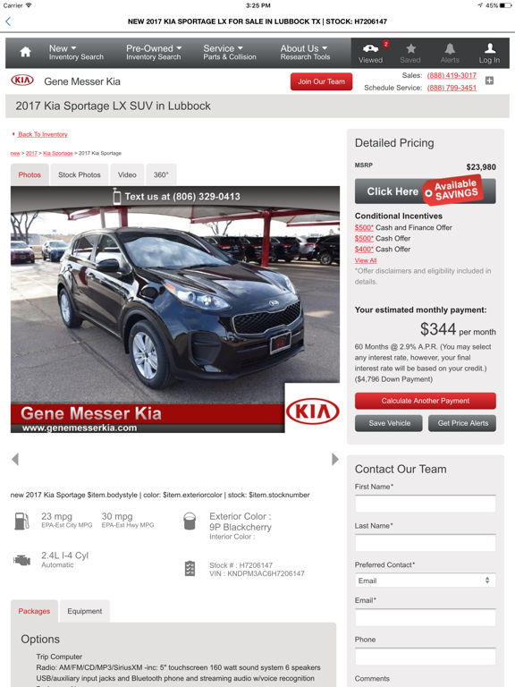 Gene Messer Kia iPad screenshot 4 - Shopping app