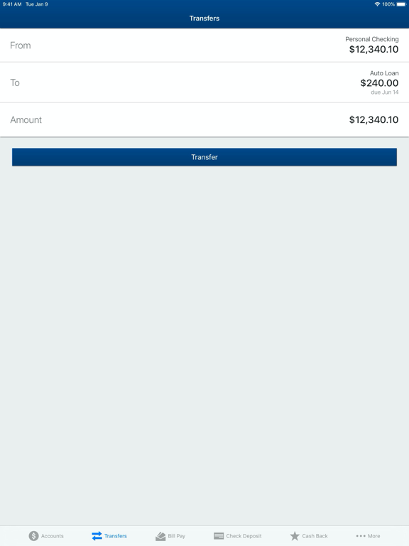 CRCU Mobile Banking iPad screenshot 4 - Finance app