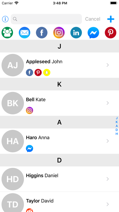 Screenshot #1 pour Interactive Contact List