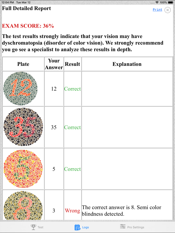 Colorblind Eye Exam Test iPad screenshot