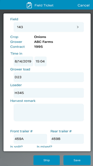 ExtendAg eField Ticket Screenshot