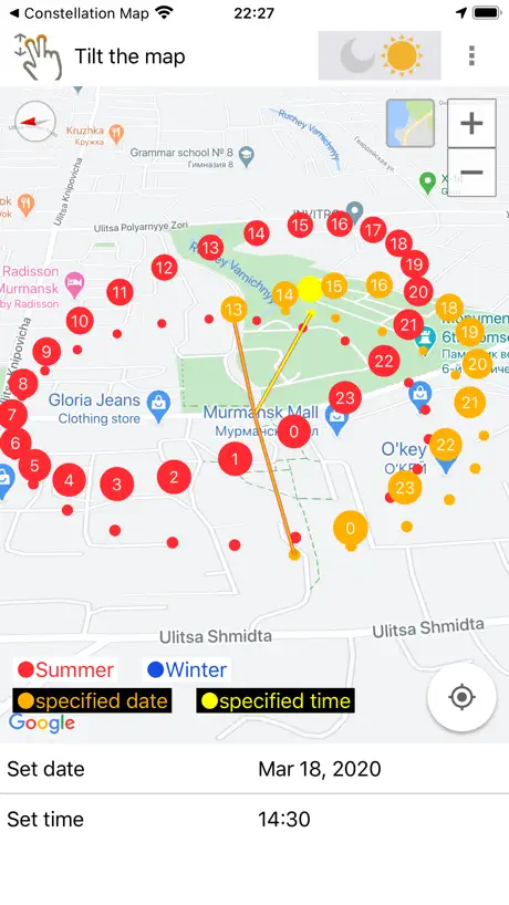 Sun position and path