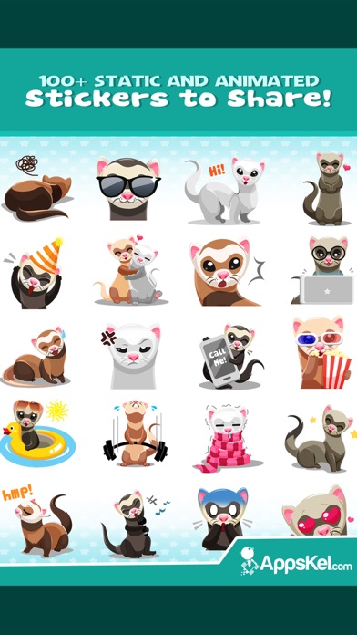 Ferret Pet Emojis Stickers App Screenshot 2 - AppWisp.com Ferret Pet Emojis Stickers App Screenshot 2 - AppWisp.com