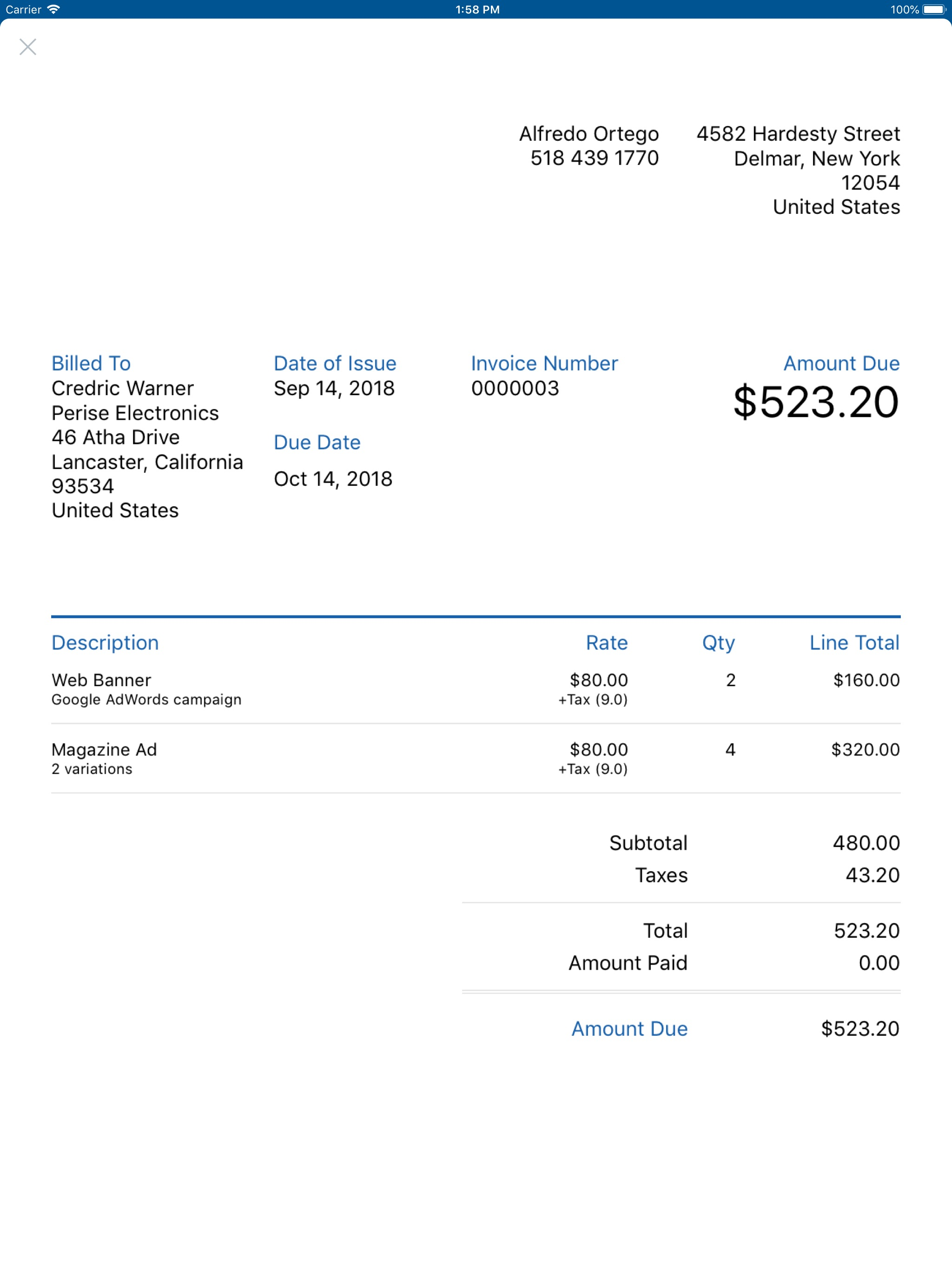 Invoice Creator by FreshBooks