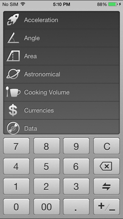 Converter: Units & Currencies. Screenshot