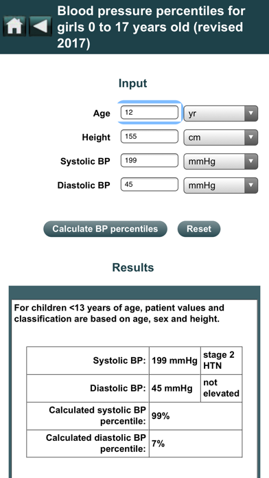 EBMcalc Pediatrics Screenshot