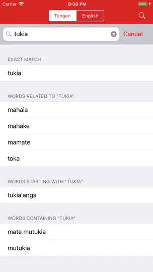 Tongan-English Dictionary iPhone Screenshot 2