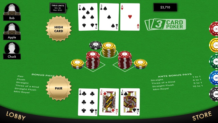 3 Card Poker Table Game