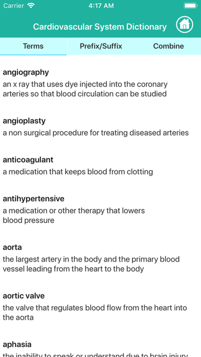 Cardiovascular Medical Terms Screenshot