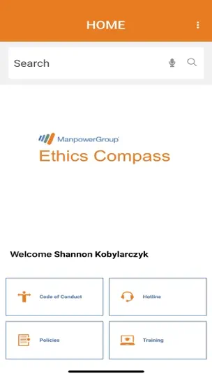 Captura de pantalla de ManpowerGroup Ethics Compass en iPhone 2
