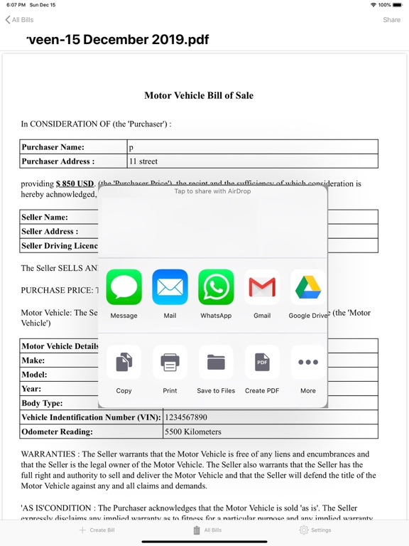 My Bill of Sale iPad screenshot 5 - Finance app
