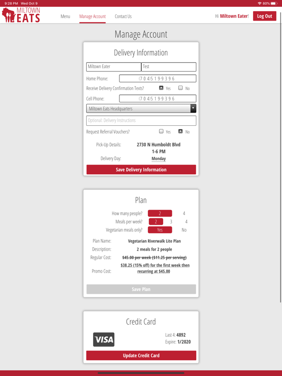 Miltown Eats iPad screenshot 4 - Food & Drink app