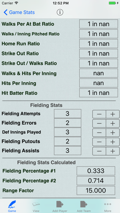Baseball Player Stats Tracker Screenshot