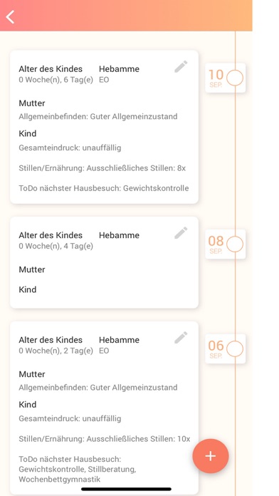 MyMidwife: Dokumentation Screenshot