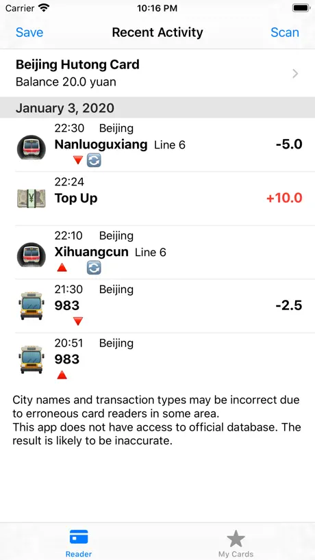 Trip Reader (NFC)