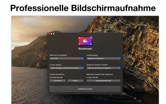 Screencast – Screen Recorder im Mac App Store
