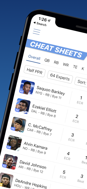 Fantasy Football Cheat Sheets(圖1)-速報App