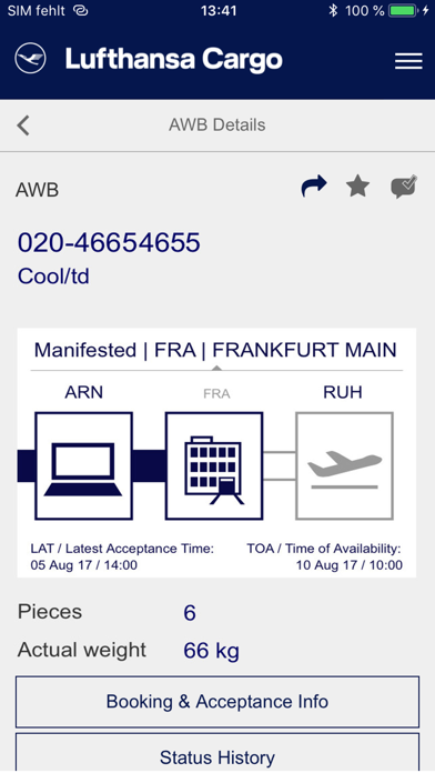 Lufthansa Cargo eServices Screenshot
