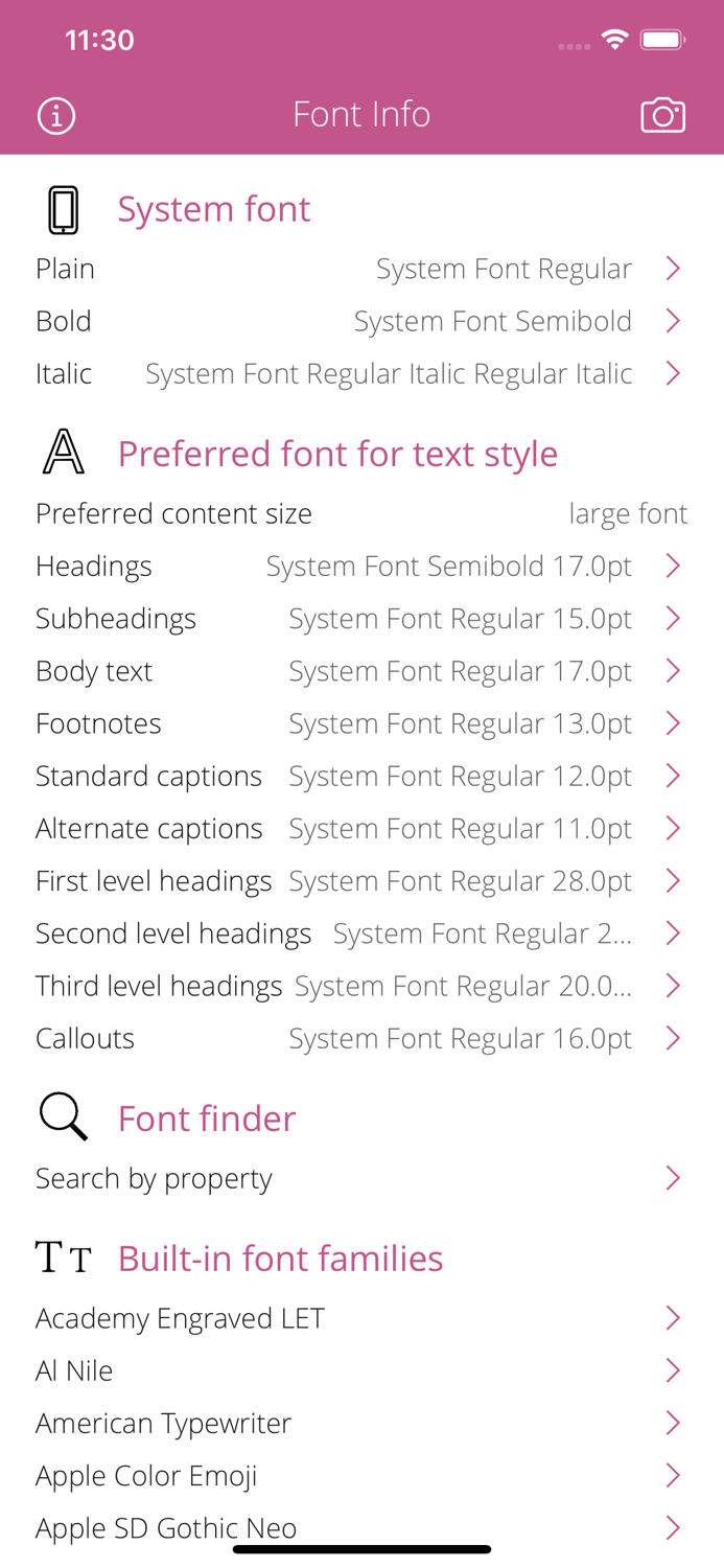 Font Info